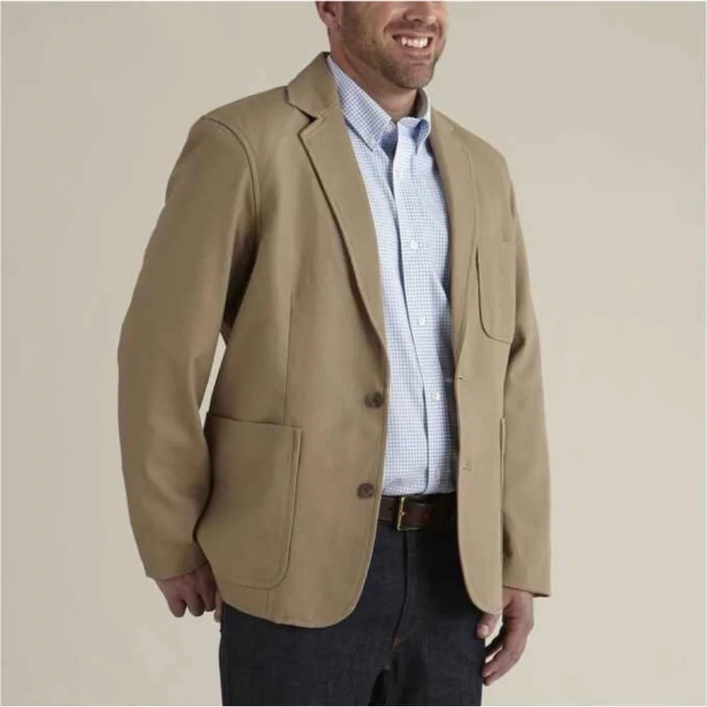 Duluth Trading Co Fire Hose Presentation Jacket Khaki Workwear Barn Blazer L Tan